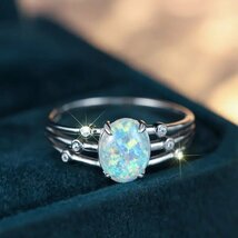 925スターリングシルバーのプロミスリング　オパールをインレイ　美しさと高貴さの象徴　指輪サイズ11号（内直径16.3mm、内周51.3mm）！_画像2