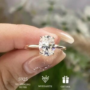 ■【 証明書付属、2ct 、925スターリングシルバー、ダイヤモンドを超える輝き】モアサナイトのプロミスリング　サイズ11号（内直径16.3mm）