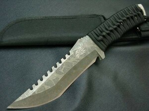 ★S025D★SR KNIVES 極厚超硬 タクティカル フルタング サバイバルナイフ☆パラコード Silver