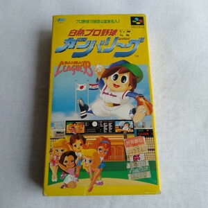 コ219 白熱プロ野球’93 ガンバリーグ スーパーファミコン スーファミ カセット ゲームソフト 箱付 取説付 動作未確認 