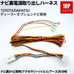 ND3N-W53 ナビ裏 10ピン 電源取り出しハーネス [常時/アクセサリー/イルミ/アース] 4m レーダー探知機 ドラレコ ETC モニター