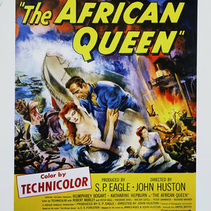 映画ポスター、African Queen,『アフリカの女王」'51年公開、48.0x58.0cmサイズ、J・ヒューストン監督、H・ボガード、K・ヘップバーンの画像1