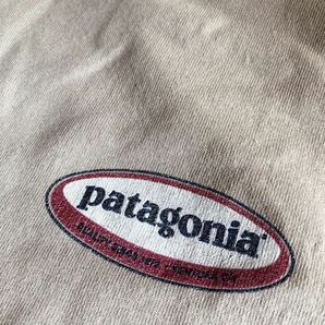 90s vintage USA製 patagonia パタゴニア プリントTシャツ 半袖 S ベージュ アイボリー 希少 Beneficial オールド oldの画像5