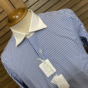 新品　フラルボ（伊）　ドレスシャツ４１クレリック　ストレッチ素材　ハンドメイド　ワイド　５カ所手縫い　定価３．５万円