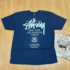 STUSSY WORLD TOUR TEE XL（正規品 本物 ワールドツアー コラボ nike 8ball Supreme dunk sb Tシャツ パーカー air forceデニム スウェット