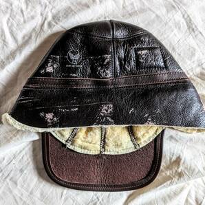 旧リアルマッコイズ B-2 Sheepskin Cap 1992年製 未使用 REAL McCOY’S キャップ レザー デッドストック ムートン シープスキンの画像4