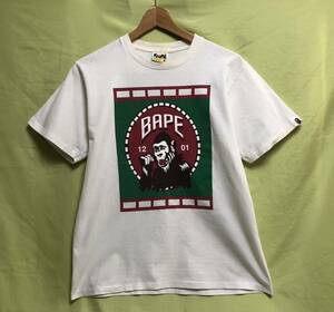  Ape A BATHING APE принт Cara короткий рукав футболка AIPE белый б/у одежда вырез лодочкой хлопок 