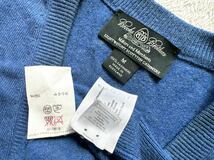 スコットランド製 Brooks Brothers sizeM カシミヤセーター メンズ ブルー カシミアセーター Vネック ブルックスブラザーズ_画像4