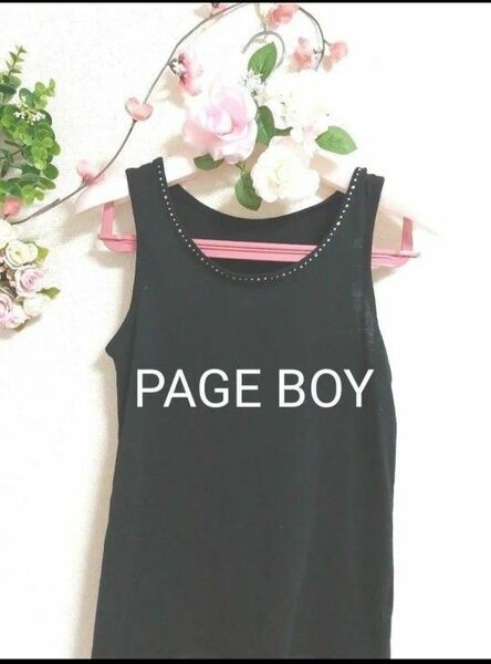 PAGEBOY ページボーイタンクトップ　黒　ブラック　フリーサイズ タンクトップ ノースリーブ ブラック トップス