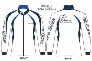 新品 タックルインジャパン フルジップシャツ パターン ホワイトブルー Mサイズ