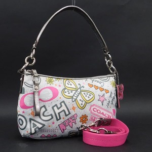 1円 ■ 極美品 コーチ 2wayバッグ F15713 マルチカラー系 ナイロン×レザー ポピー ショッピング COACH ■E.Bsg.tI-03