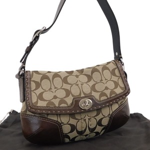 1 jpy # ultimate beautiful goods Coach one shoulder bag 11574 canvas signature COACH #E.Bmm.An-02
