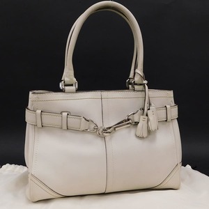 1 jpy # beautiful goods Coach handbag 8A70 white group leather glove tan leather handbag usually using COACH #E.Bmmr.tI-18