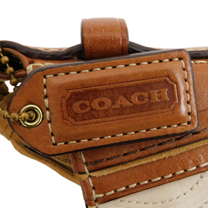 1円 ■ 美品 コーチ ショルダーバッグ ホワイト系×ブラウン系 レザー シグネチャー 11329 COACH ■E.Bsr.tI-03の画像9