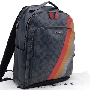 1 jpy # beautiful goods Coach rucksack C1363 gray × black group PVC× leather signature commuting going to school COACH #E.Bmr.An-25