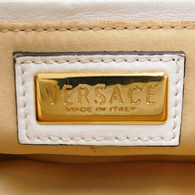 1円 ■ ヴェルサーチ ハンドバッグ ホワイト系 レザー パイソン 蛇革 ゴールド金具 高級感 VERSACE ■E.Bgo.tI-12_画像8