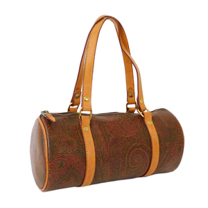 1 jpy # ultimate beautiful goods Etro handbag arunikaPVC× leather brown group peiz Lee pattern 0267 ETRO #E.Bmmr.tI-09