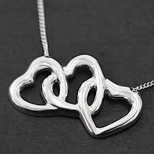 1 иен * как новый TIFFANY&Co. Tiffany подвеска колье Triple Heart SV925 серебряный *E.Bll.tI-04