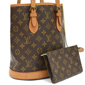 1円 ◆定価18万 良品 LOUIS VUITTON ルイヴィトン トートバッグ バケットPM M42238 モノグラム ブラウン◆E.Cssl.tI-06