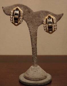  France Vintage 80's rhinestone earrings /20'sa-ru deco manner ejipto enamel the 7 treasures Moga f trumpet -SWING formal party ΓOT