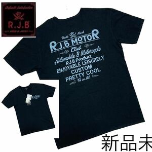 新品未■R.J.B THE FLAT HEAD■Vネック Tシャツ 両面 40 L 黒 ブラック RJB MOTOR バイク フラットヘッド TRU108 定価11000円