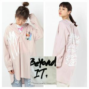 良品■リュウジカミヤマ Beyond IT アナザーエディション■ビッグ シャツ フリー くすみピンク ロングブラウス ワンピース 定価17600円