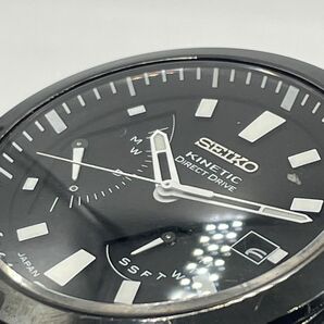 E177-SK10-608 ◎ SEIKO セイコー KINETIC キネティック メンズ腕時計 5D44-0AG0 自動巻き デイト ブラック文字盤 フェイス約40mm 稼働 ①の画像3