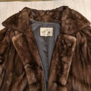 S609-SK14-273 Grand Prix AMERICAN FUR AWARDS 毛皮ロングコート ブラウン フリーサイズ 着丈約105cm 肩幅約48cm 袖丈約56cm ⑥の画像3