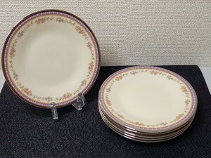 41513 美品 LENOX AMETHYST 6Plate レノックス アメジスト 中皿 6点 直径約18.5cm