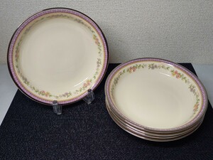 41517 美品 LENOX AMETHYST 5Plate レノックス アメジスト 深皿 5点 直径約19.5cm