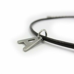 A leather anklet initial charm attaching stainless steel metal fittings 25cm(21+4cm adjuster )