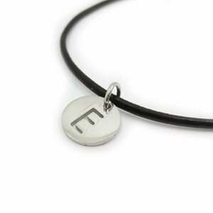 E leather anklet initial charm attaching round type stainless steel metal fittings 26cm(22+4cm adjuster )