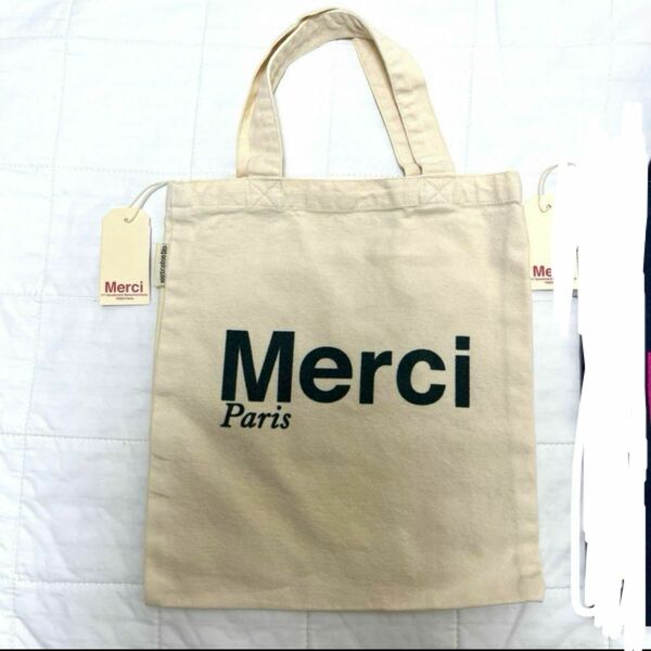 新品　Merci　トートバッグ　ミニサイズ　クリーム　メルシー　Paris パリ