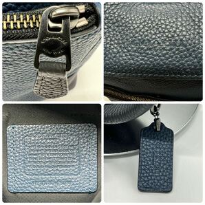 美品/大容量 コーチ coach マンハッタン A4可 PC リュック 本革 レザー バックパック リュック バイカラー ブルー グレー メンズ ビジネス の画像9