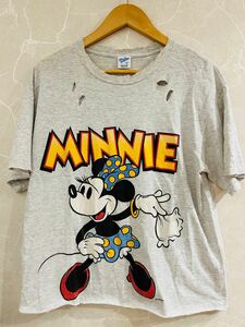 ベルバシーン　Tシャツ　ミニーちゃん　ディズニー　ダメージ　加工　リメイク古着　ヴィンテージ　 USA製 アメカジ