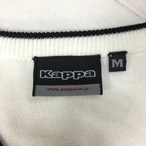 Kappa カッパ 長袖セーター 白×ライトピンク ボーダー柄 Vネック ワッペン 綿100％ メンズ M ゴルフウェア_画像5