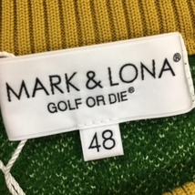 【新品】マークアンドロナ セーター グリーン×キャメル ニット センターロゴ ウール混 メンズ 48 ゴルフウェア 2022年モデル MARK＆LONA_画像5