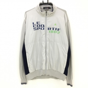 【美品】ルコック 異素材ニットブルゾン グレー×ネイビー 一部ニット メンズ LL ゴルフウェア le coq sportif