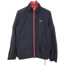 プーマ 2WAYジャケット 黒×ピンク ハイネック 袖着脱可 裏地付き メンズ M ゴルフウェア PUMA_画像1