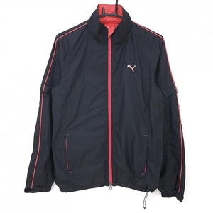  Puma 2WAY jacket black × pink high‐necked sleeve demountable lining attaching men's M Golf wear PUMA