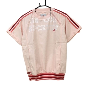 【超美品】ルコック 半袖スニード ピンク×白 袖ライン 袖ドローコード レディース S ゴルフウェア le coq sportif