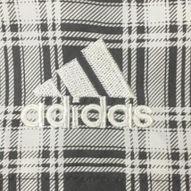 アディダス フード付き半袖ジャケット グレー×白 チェック柄 ロゴ刺しゅう フード収納可 蓄熱裏地 メンズ L/G ゴルフウェア adidas_画像3