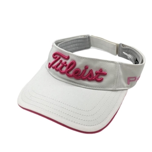 【超美品】タイトリスト×フットジョイ サンバイザー 白×ピンク 立体ロゴ ゴルフウェア TITLEIST