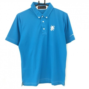 [ очень красивый товар ] viva Heart рубашка-поло с коротким рукавом голубой × белый кнопка down сетка земля мужской 50 Golf одежда VIVA HEART