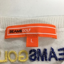 ビームスゴルフ ベスト 白 ロゴフェルト Vネック レディース L ゴルフウェア BEAMS GOLF_画像3