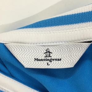 マンシングウェア 半袖ポロシャツ ライトブルー ドット織生地 襟ボーダー ハーフジップ レディース L ゴルフウェア Munsingwearの画像4