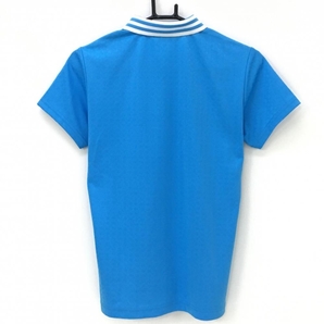 マンシングウェア 半袖ポロシャツ ライトブルー ドット織生地 襟ボーダー ハーフジップ レディース L ゴルフウェア Munsingwearの画像2