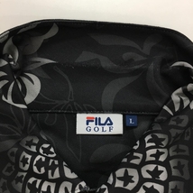 フィラゴルフ 半袖ポロシャツ 黒×グレー パイナップ柄 襟毛羽立ち メンズ L ゴルフウェア FILA GOLF_画像7