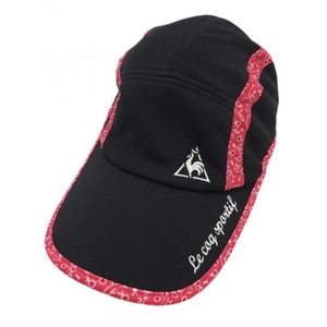  Le Coq cap black × pink Red Line floral print F(55-57.) Golf wear le coq sportif