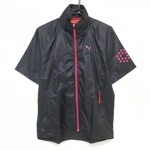 [ beautiful goods ] Puma short sleeves jacket black × pink thin men's L Golf wear PUMA